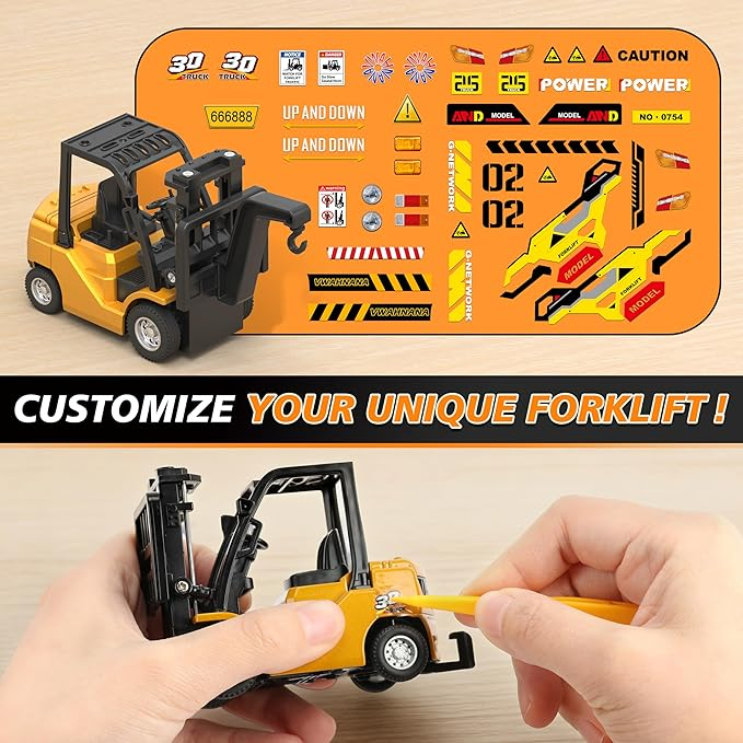 1:64 Bluetooth Desktop Mini Alloy Remote Control Forklift with Pallet - Engineering Model Toy