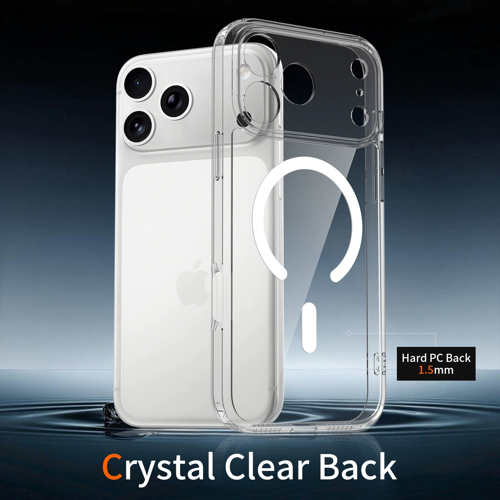 Transparent, full-coverage, drop-proof, minimalist soft case for iPhone 17，Hot selling shiny magnetic high-definition glass lens protective case