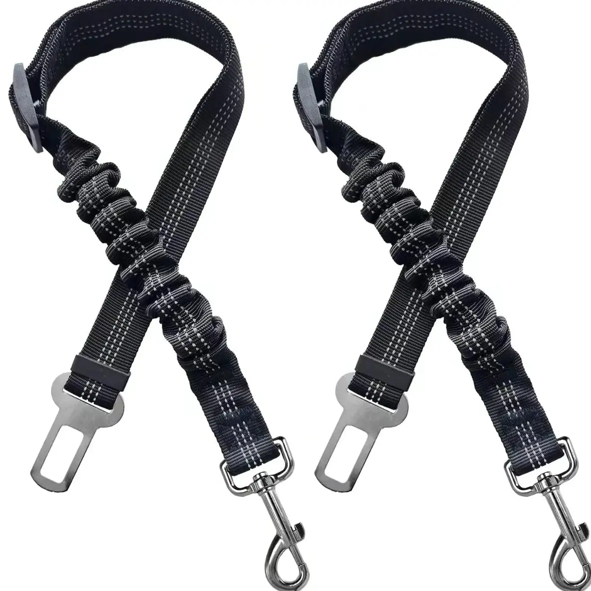 2-Pack Pet Dog & Cat Seat Belts for Cars, Adjustable Safety Leash/Harness Compatible with Vehicle Headrests
