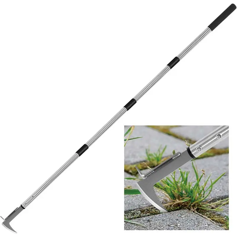 【Fathers Day Gift】 Crack Weeding Tool Stainless Steel Manual Grass Puller Beech Wood Handle for Sidewalk Driveway Patio Paver Narrow Wall Gaps Garden