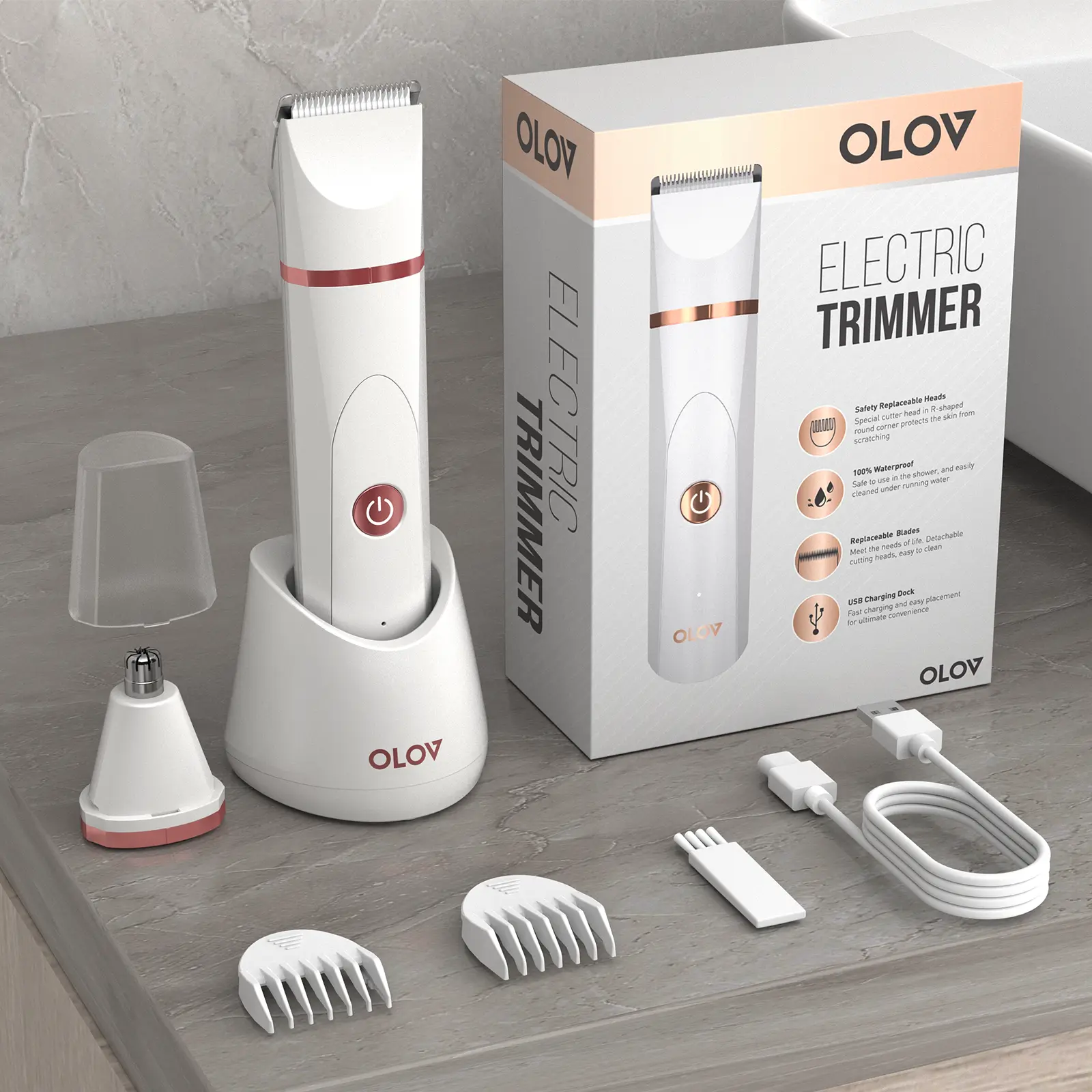 [FathersDayGift] OLOV Anti-Nick Body & Ball Trimmer - Safe Ceramic Blade Groomer for Men