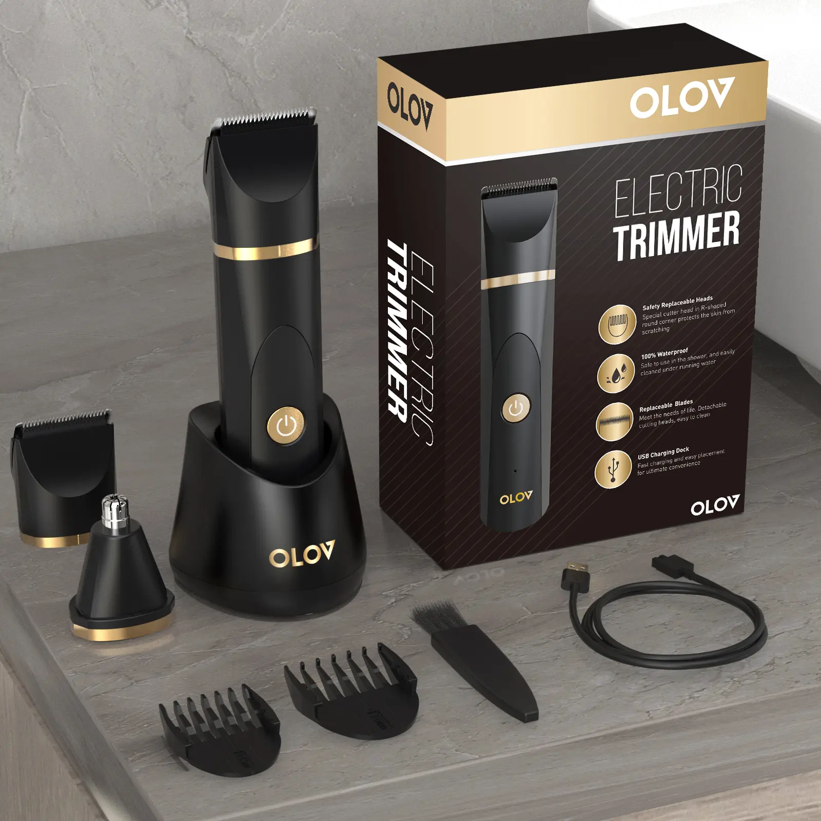 [FathersDayGift] OLOV Anti-Nick Body & Ball Trimmer - Safe Ceramic Blade Groomer for Men