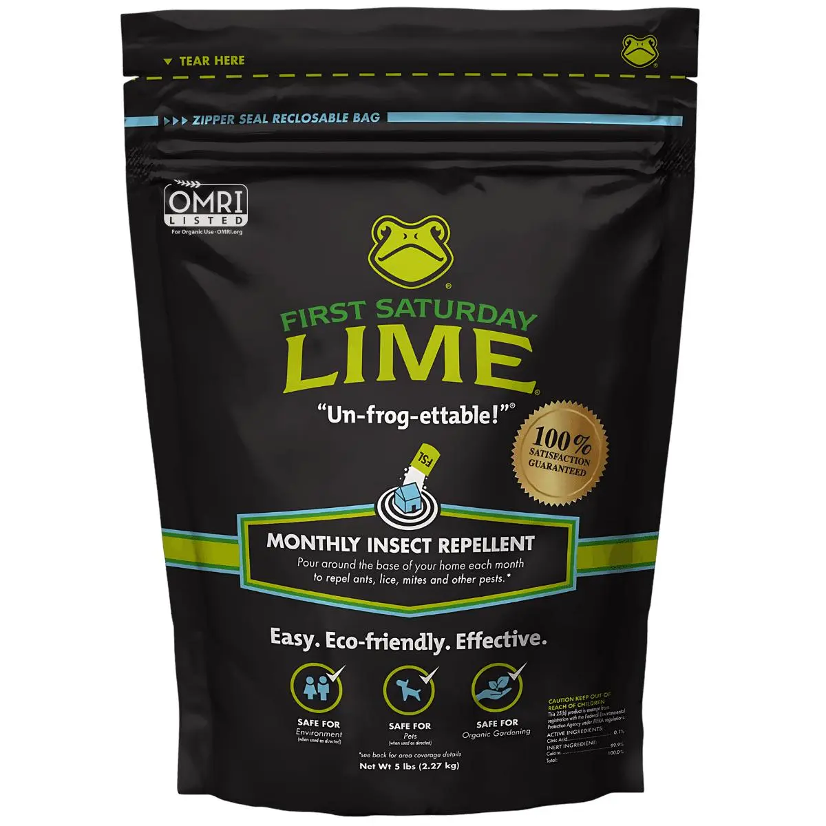 First Saturday Lime Insect Repellent, Multi-Purpose Pet Friendly Pest Control & Deodorizer for Home, Garden, Yard & Chicken Coop Protect Homes And Other Buildings Protect Yards From Ticks
