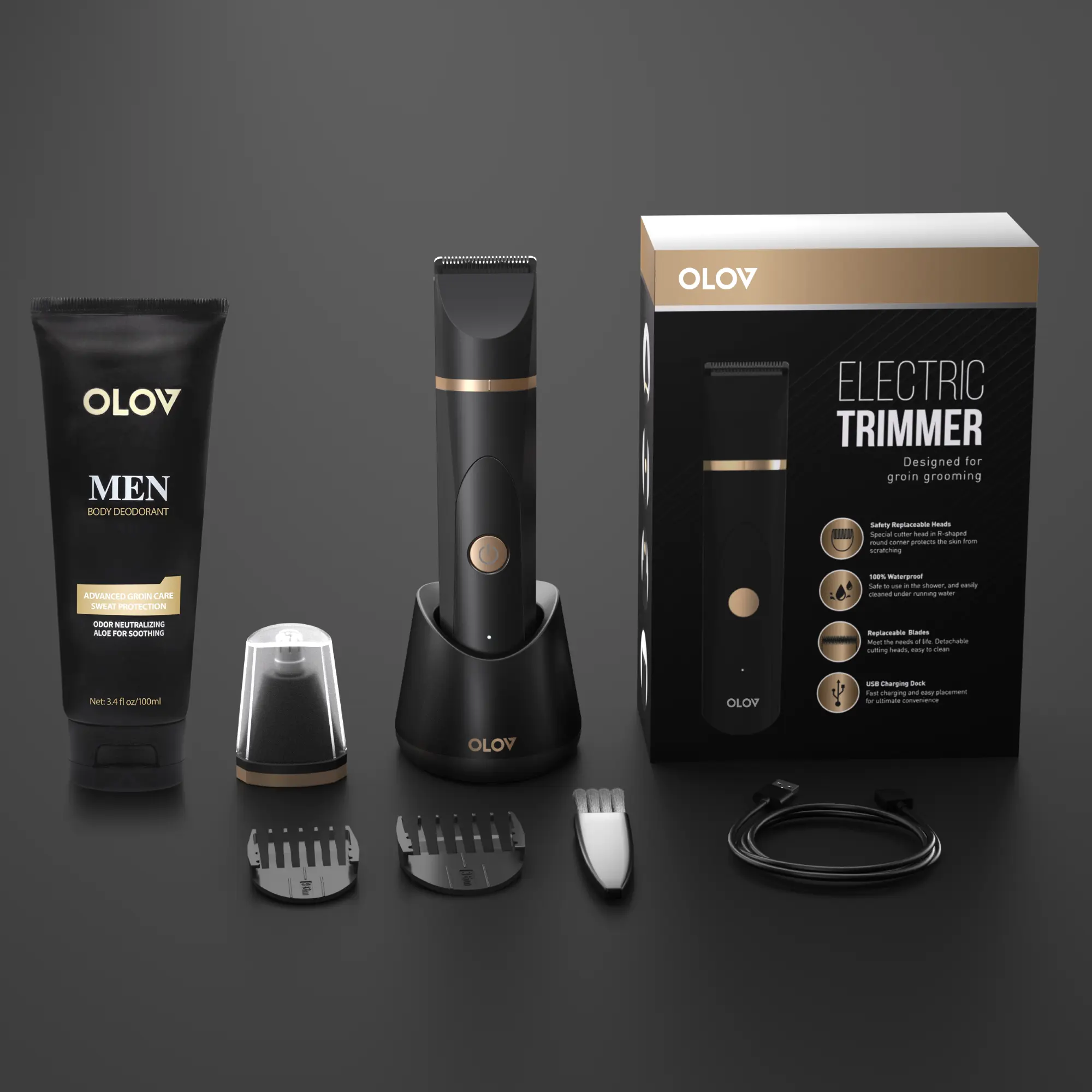 [FathersDayGift] OLOV Anti-Nick Body & Ball Trimmer - Safe Ceramic Blade Groomer for Men