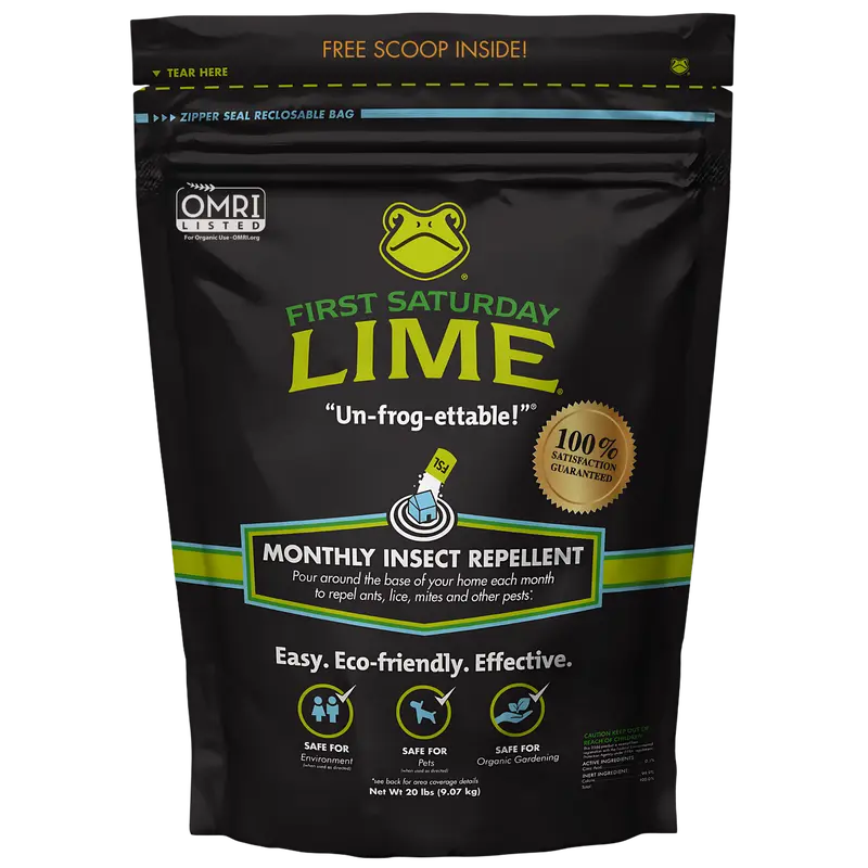 First Saturday Lime Insect Repellent, Multi-Purpose Pet Friendly Pest Control & Deodorizer for Home, Garden, Yard & Chicken Coop Protect Homes And Other Buildings Protect Yards From Ticks