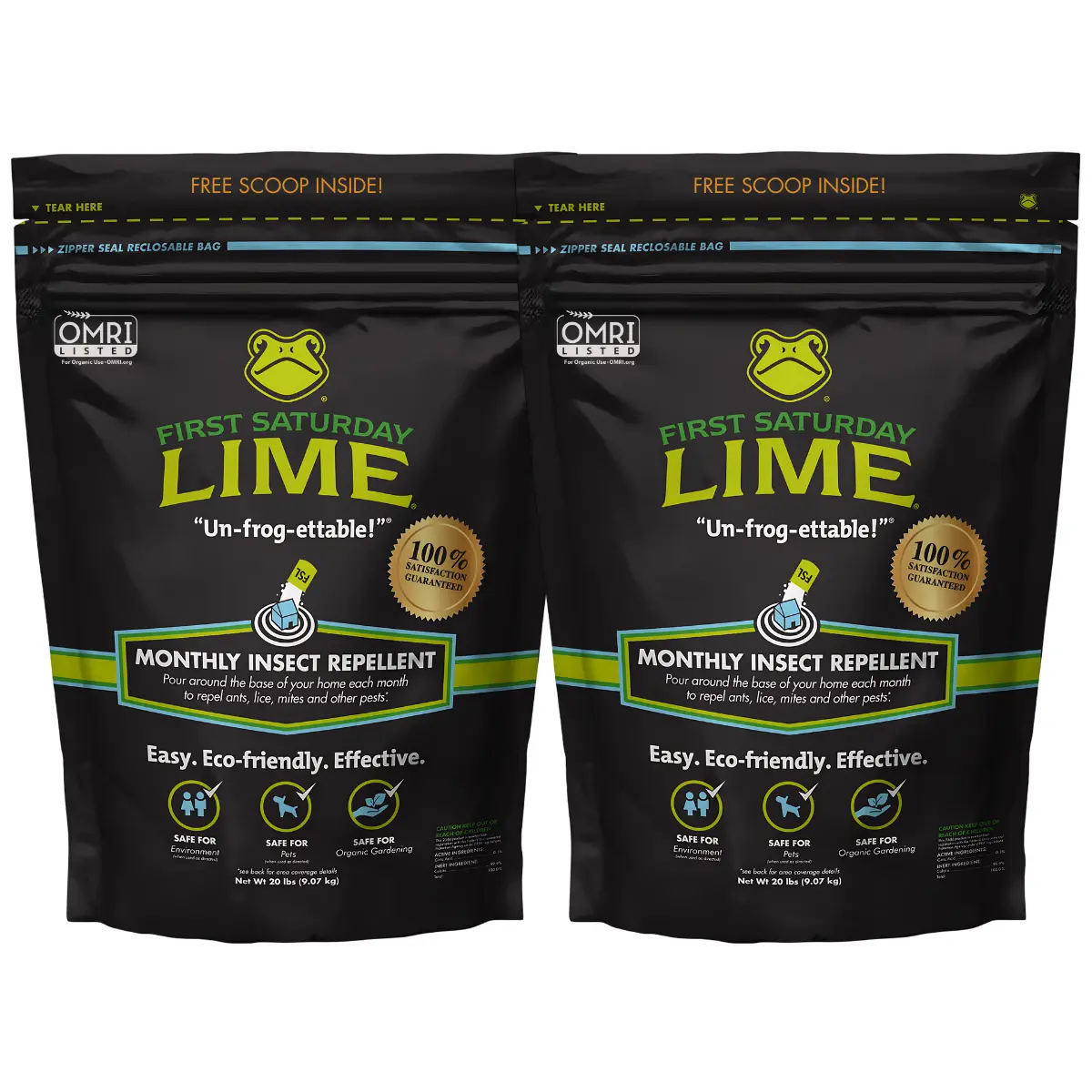 First Saturday Lime Insect Repellent, Multi-Purpose Pet Friendly Pest Control & Deodorizer for Home, Garden, Yard & Chicken Coop Protect Homes And Other Buildings Protect Yards From Ticks