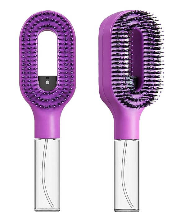2-in-1 Detangler Hair Brush, With Built-In Mister Spray, Wet & Dry Detangling Brush for Curly, Wavy & Straight Hair | No-Tangle Anti-Frizz Hair Care Brush,Water Reservoir 50ml.