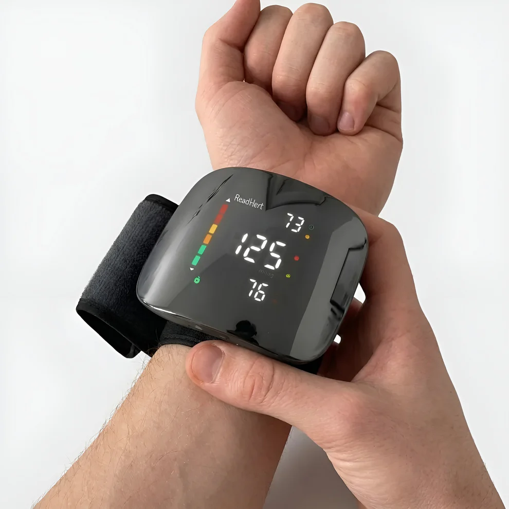Wrist smart electronic blood pressure monitor, automatic charging, touchscreen blood pressure monitor, home use measurement device