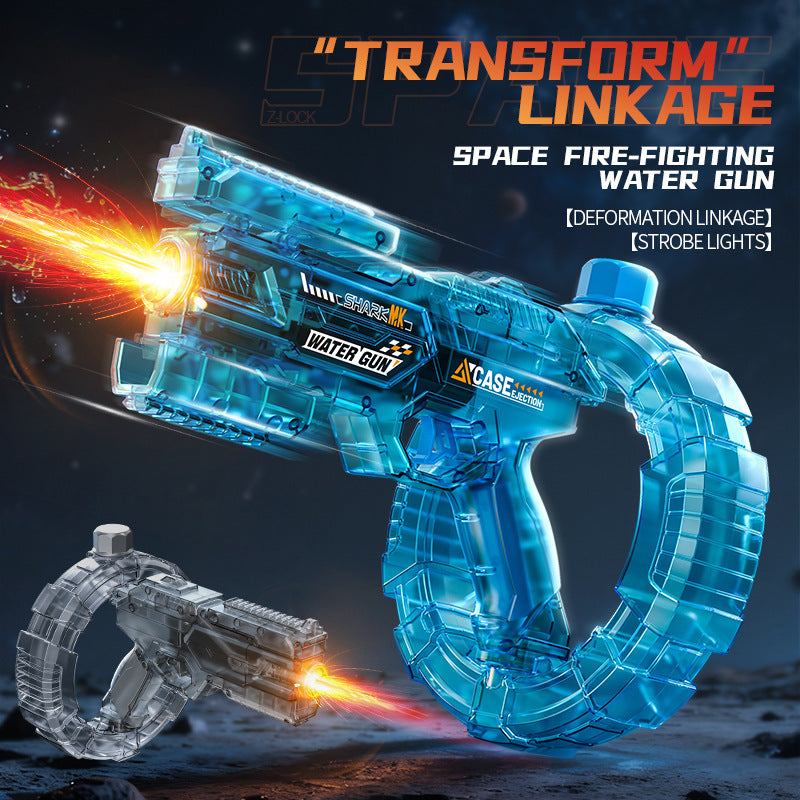 Energy-concentrating ring-shaped electric water sprayer toy, transforming, with cool lights, large capacity, and fully automatic continuous spraying. A children's gift, birthday present.