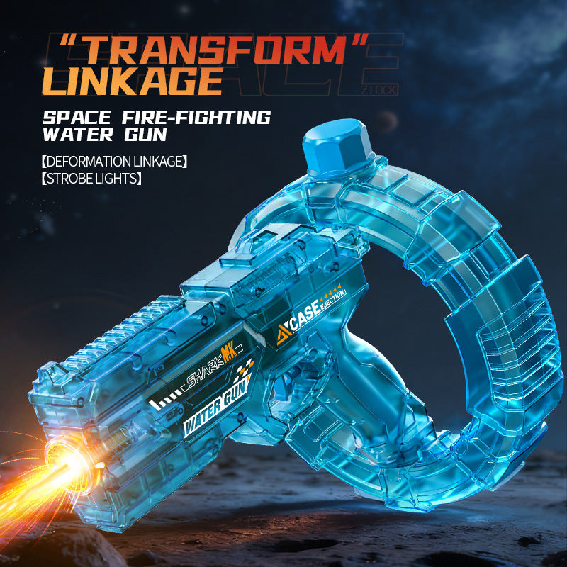Energy-concentrating ring-shaped electric water sprayer toy, transforming, with cool lights, large capacity, and fully automatic continuous spraying. A children's gift, birthday present.