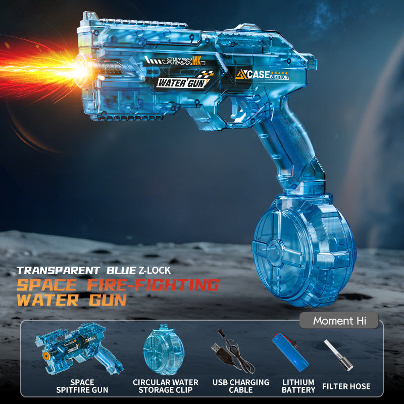 Energy-concentrating ring-shaped electric water sprayer toy, transforming, with cool lights, large capacity, and fully automatic continuous spraying. A children's gift, birthday present.