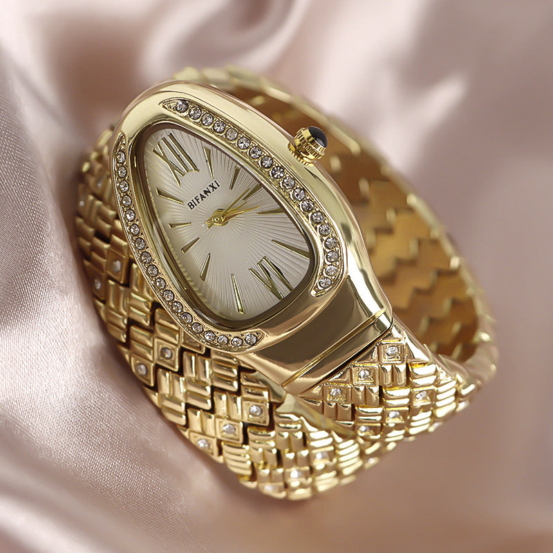 Snake-shaped diamond bracelet watch