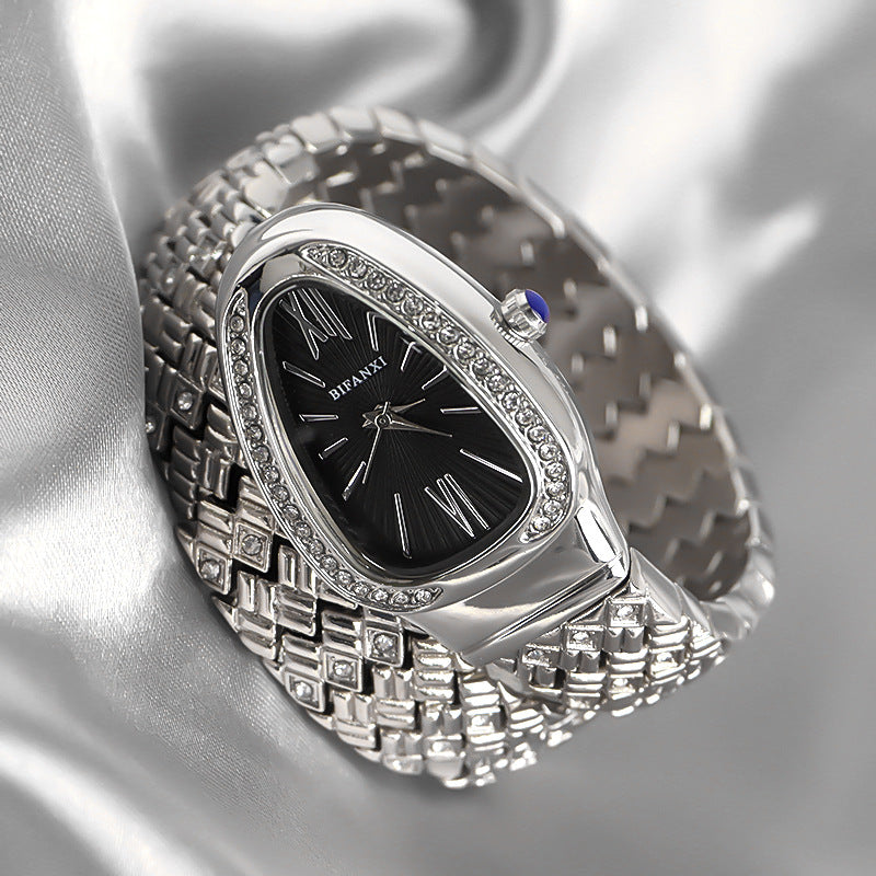 Snake-shaped diamond bracelet watch
