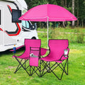 Outdoor folding sunshade love chair with ice pack, double sunshade umbrella, sun protection fishing chair