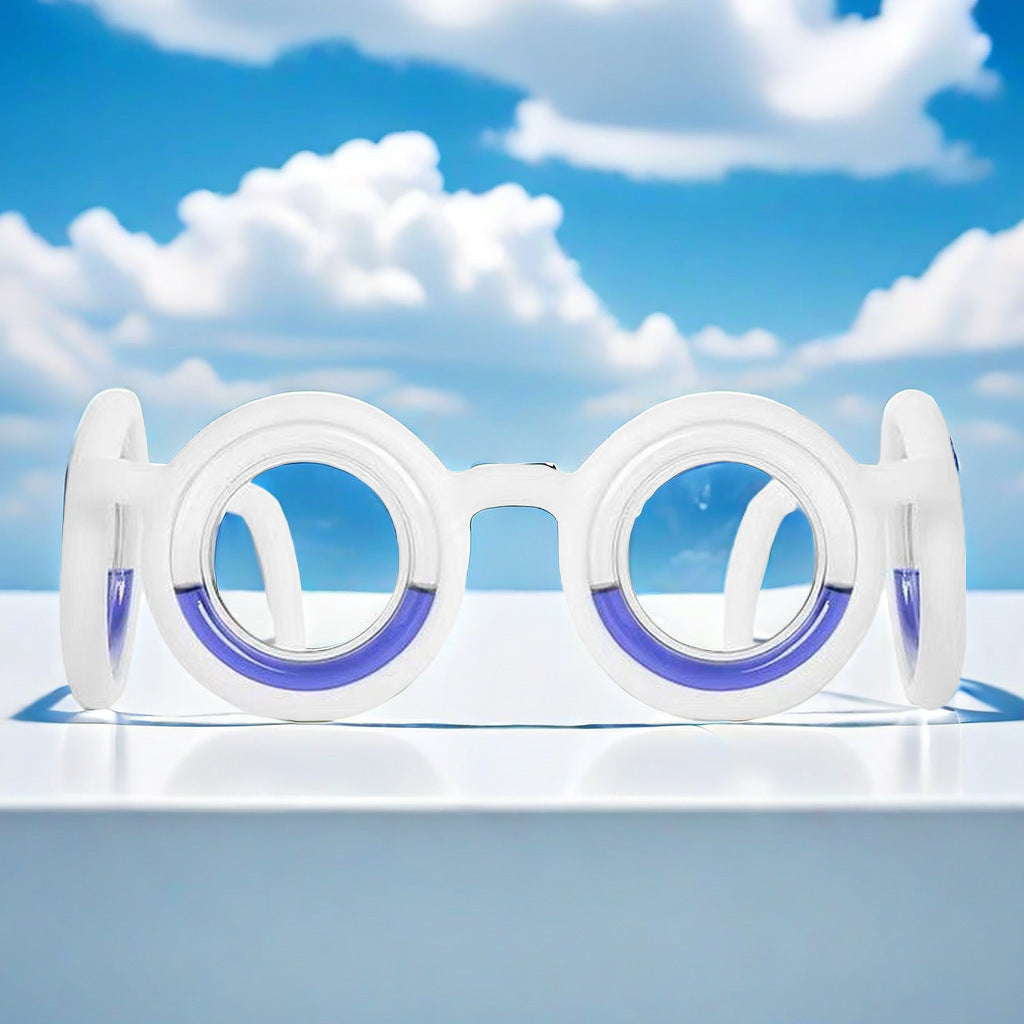 Anti-motion sickness glasses for adults and children, preventing dizziness from seasickness or car sickness. Liquid glasses to prevent vomiting.