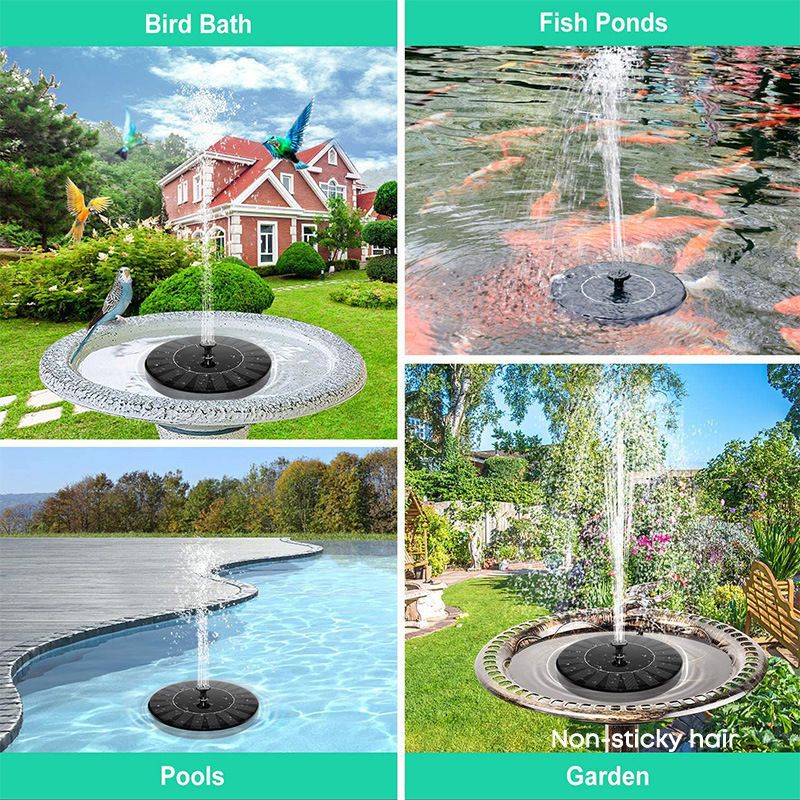 Solar-powered fountains, pools, garden fountains, outdoor patio fountains, floating fountains