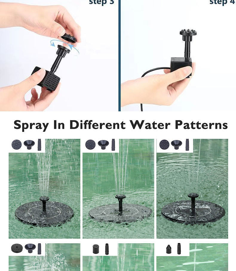 Solar-powered fountains, pools, garden fountains, outdoor patio fountains, floating fountains