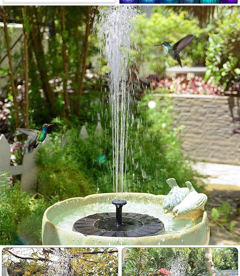 Solar-powered fountains, pools, garden fountains, outdoor patio fountains, floating fountains