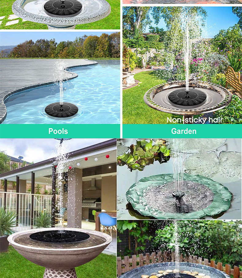 Solar-powered fountains, pools, garden fountains, outdoor patio fountains, floating fountains
