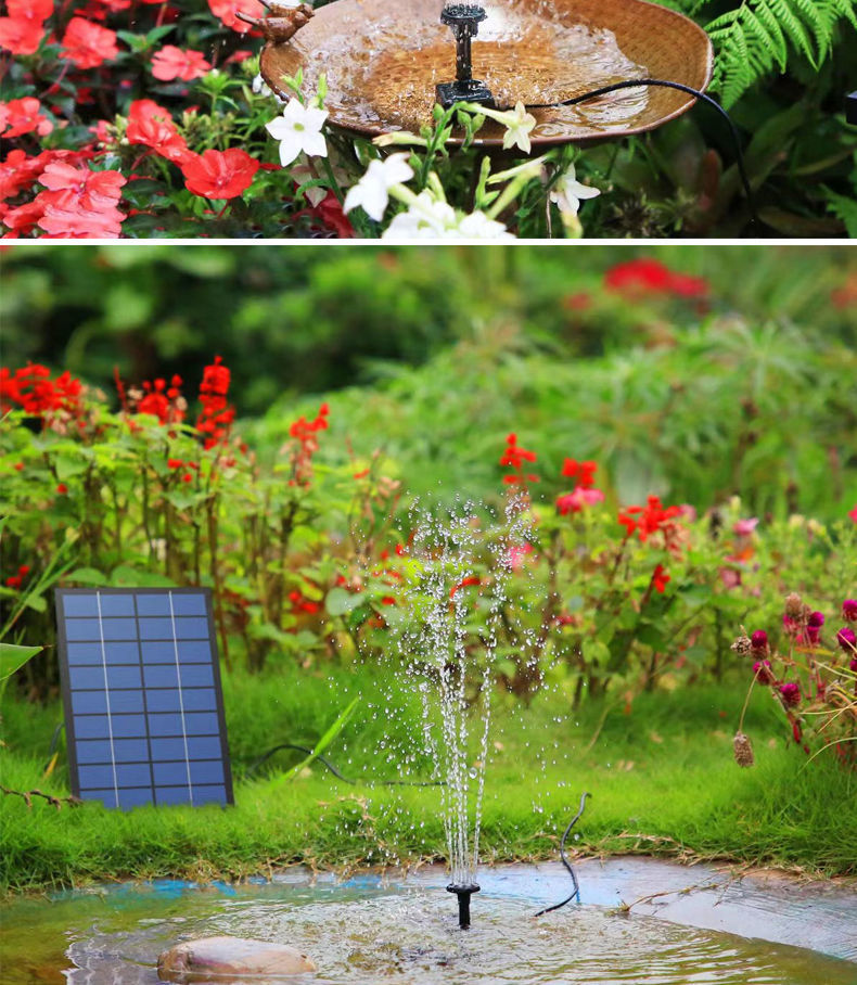Solar-powered fountains, pools, garden fountains, outdoor patio fountains, floating fountains