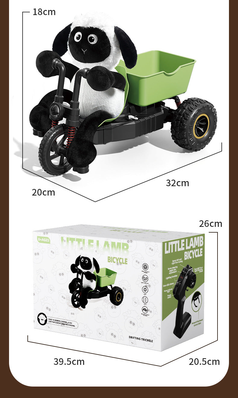 Miniature sheep tricycle pedal remote control car RC professional drifting and climbing off-road vehicle, a gift for boys.