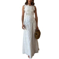 Lace embroidered floral dress, women's fitted sleeveless solid color long dress, elegant and fashionable openwork women's robe, free shipping.