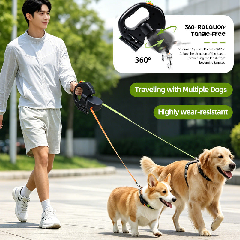 One-to-two pet leash, automatic retractable leash, dog harness, outdoor small and medium-sized dog walking essential.