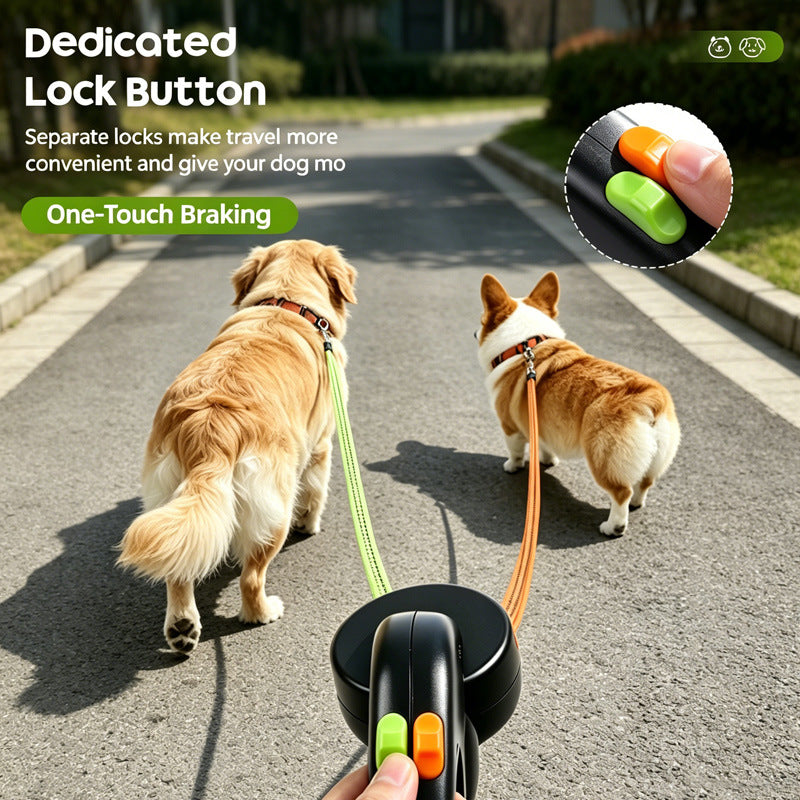 One-to-two pet leash, automatic retractable leash, dog harness, outdoor small and medium-sized dog walking essential.