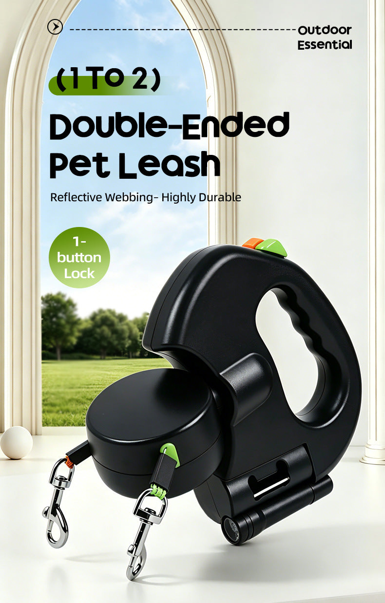 One-to-two pet leash, automatic retractable leash, dog harness, outdoor small and medium-sized dog walking essential.