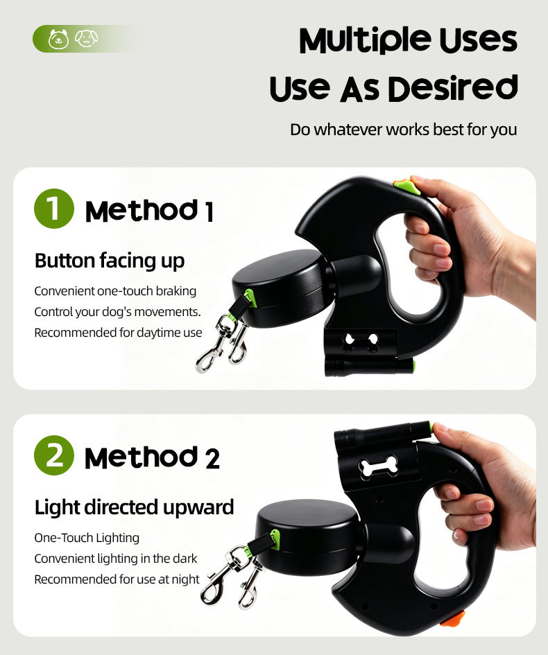 One-to-two pet leash, automatic retractable leash, dog harness, outdoor small and medium-sized dog walking essential.