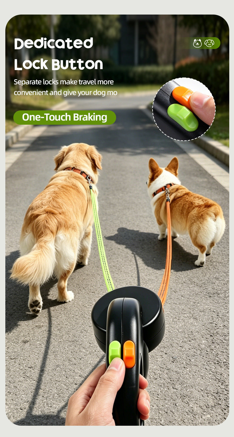 One-to-two pet leash, automatic retractable leash, dog harness, outdoor small and medium-sized dog walking essential.