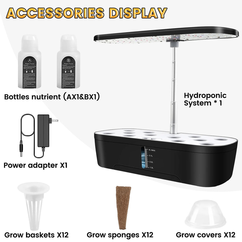 Full-spectrum plant grow lights, hydroponic LED plant lights, and planting kits and systems for soilless cultivation.