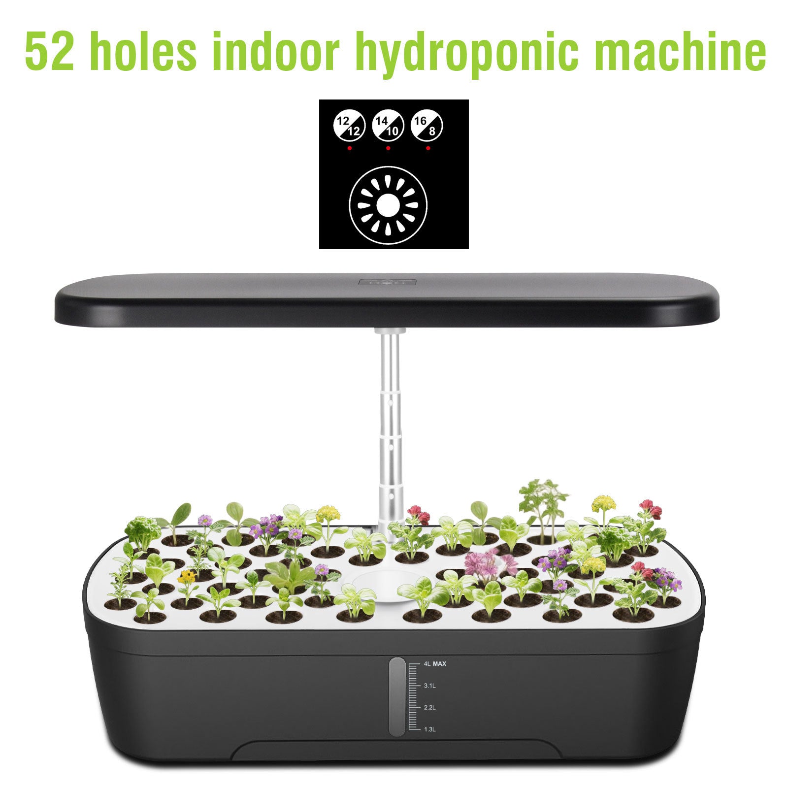 Full-spectrum plant grow lights, hydroponic LED plant lights, and planting kits and systems for soilless cultivation.