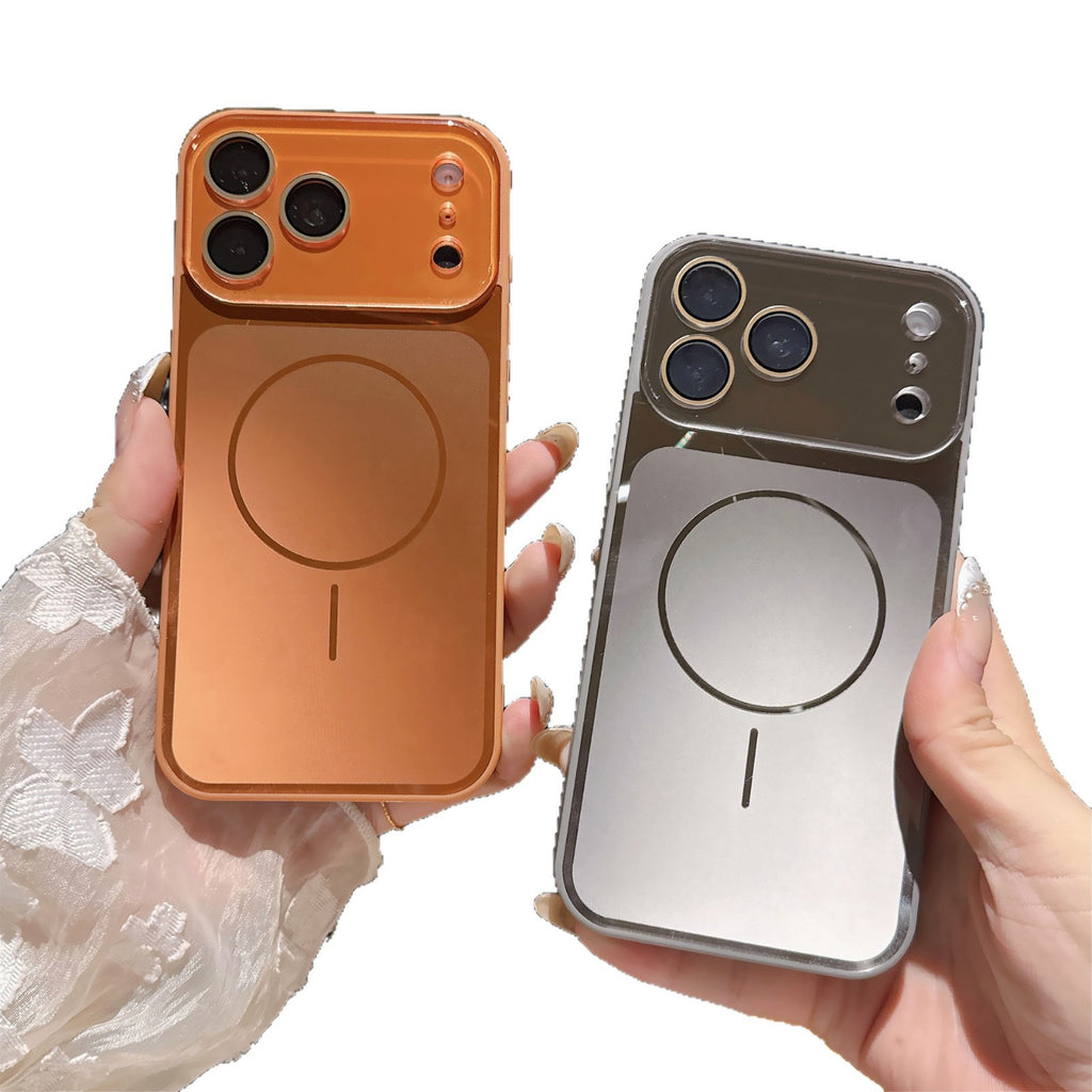 A high-quality, AI-powered, drop-proof case for iPhone 17 Pro with a large, flowing window display, compatible with all Apple models. It features a premium design and includes AI buttons.