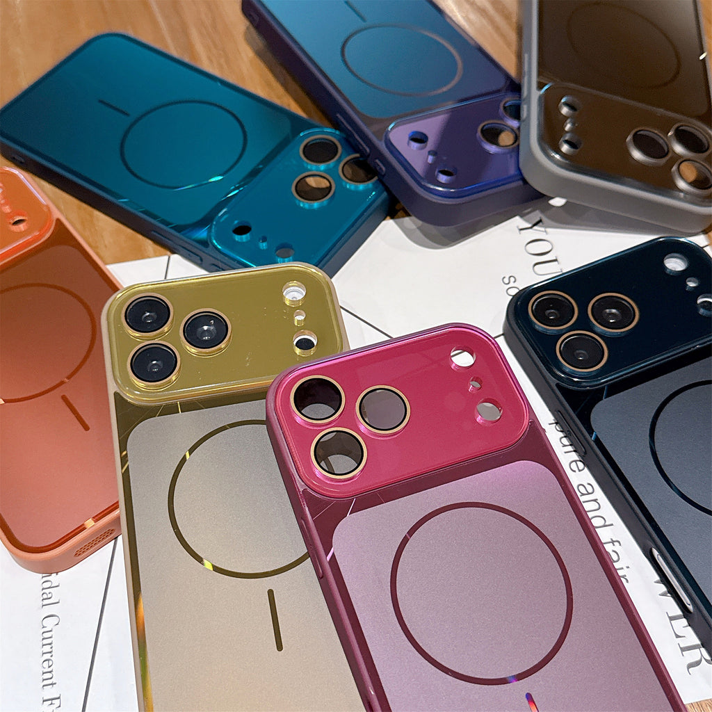 A high-quality, AI-powered, drop-proof case for iPhone 17 Pro with a large, flowing window display, compatible with all Apple models. It features a premium design and includes AI buttons.