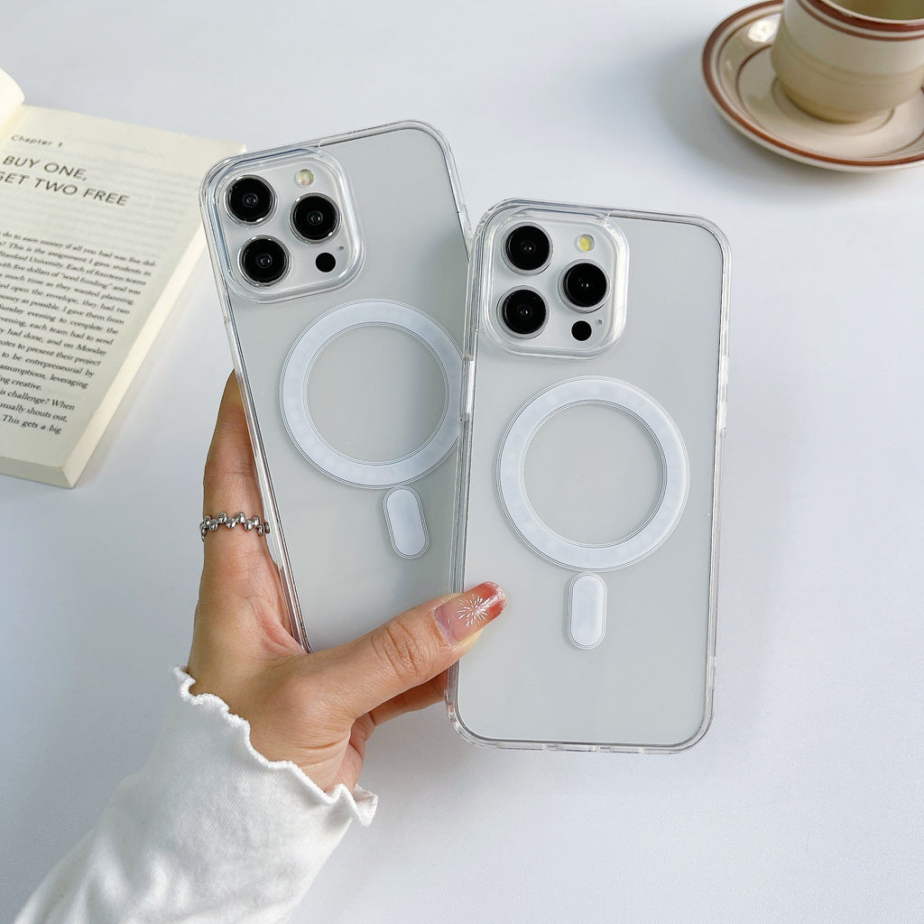 Transparent magnetic case for iPhone 17 Pro Max, full-coverage drop-proof protective case for iPhone 17 Pro.