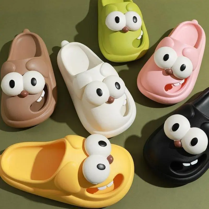 Big Eye Dog Slippers - Footwear with Wiggling Tongue, Round Toe, Non-Slip EVA Sole, Matching Couple House Shoes, Pet-Themed Comedy Wear
