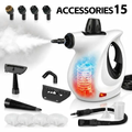 1050W Handheld High Temp Pressurized Steam Cleaner, 15 Accessories, Safety Lock & Fast Heat-Up for Kitchen Grease Car Cleaning