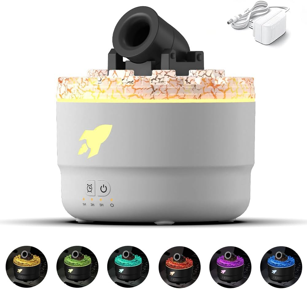 USB Cannon Blast Aroma Humidifier, Silent Humidifier, Aromatherapy Humidifier, Home Office Humidifier with Timer Colorful LED Lights，Creative gifts