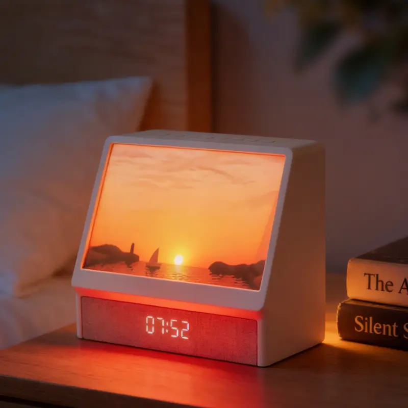 Dynamic Sunrise Alarm Clock , 12 White Noise Machine for Sleep,  Buttons and Remote Control,  10 Nature Scenes, Dimmable Night Light for Heavy Sleeper, Adults, Kids,Decor Home Goods