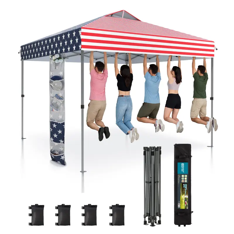 [Waterproof & UV-Resistant] PHIVILLA 10x10ft/12x12ft Pop-up Canopy Tent, Instant Portable Canopy Tent Outdoor Gazebo, One-Push-To-Lock Outdoor Gazebo with Roller Bag