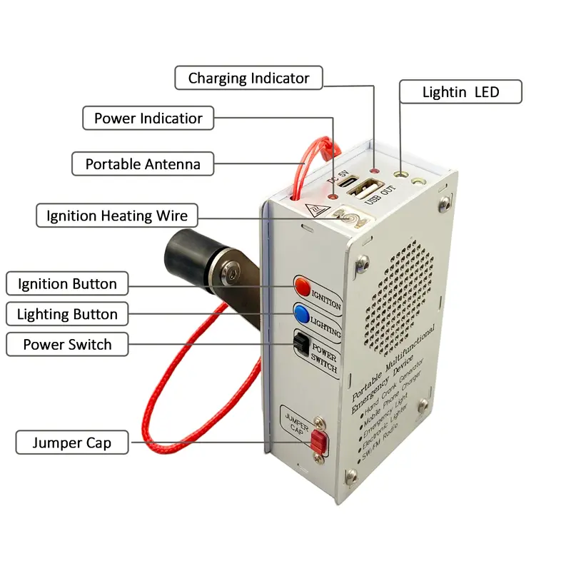 High-power 1000mAh hand-cranked generator, mini portable emergency power supply, safe and practical, suitable for leisure stress relief, outdoor adventure, camping, sudden power outages and other situations.