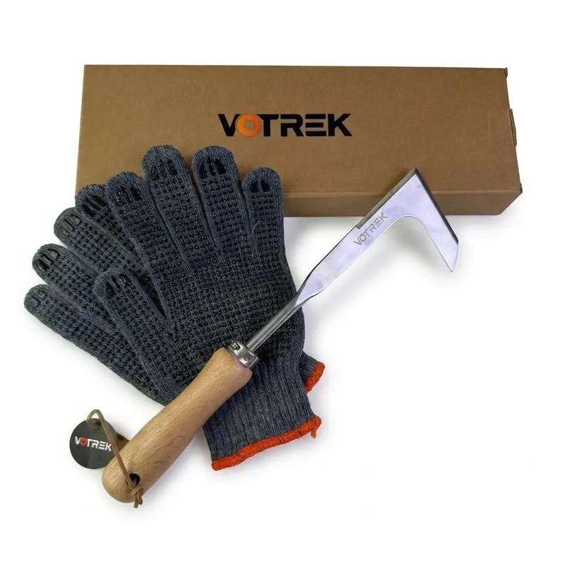 【Fathers Day Gift】 Crack Weeding Tool Stainless Steel Manual Grass Puller Beech Wood Handle for Sidewalk Driveway Patio Paver Narrow Wall Gaps Garden