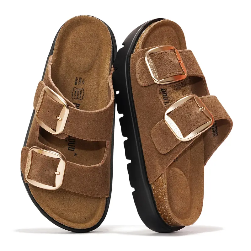 Women's Genuine Leather Flatform Platform Sandals | Summer Walking Footwear |  Non-Slip – Greece Chunky