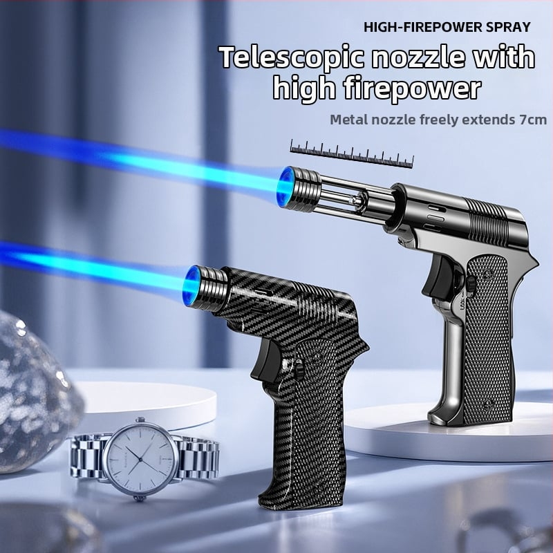 Mechanical telescopic lighter, high temperature and high power, windproof spray gun, suitable for outdoor barbecues and baking, Father's Day gift.