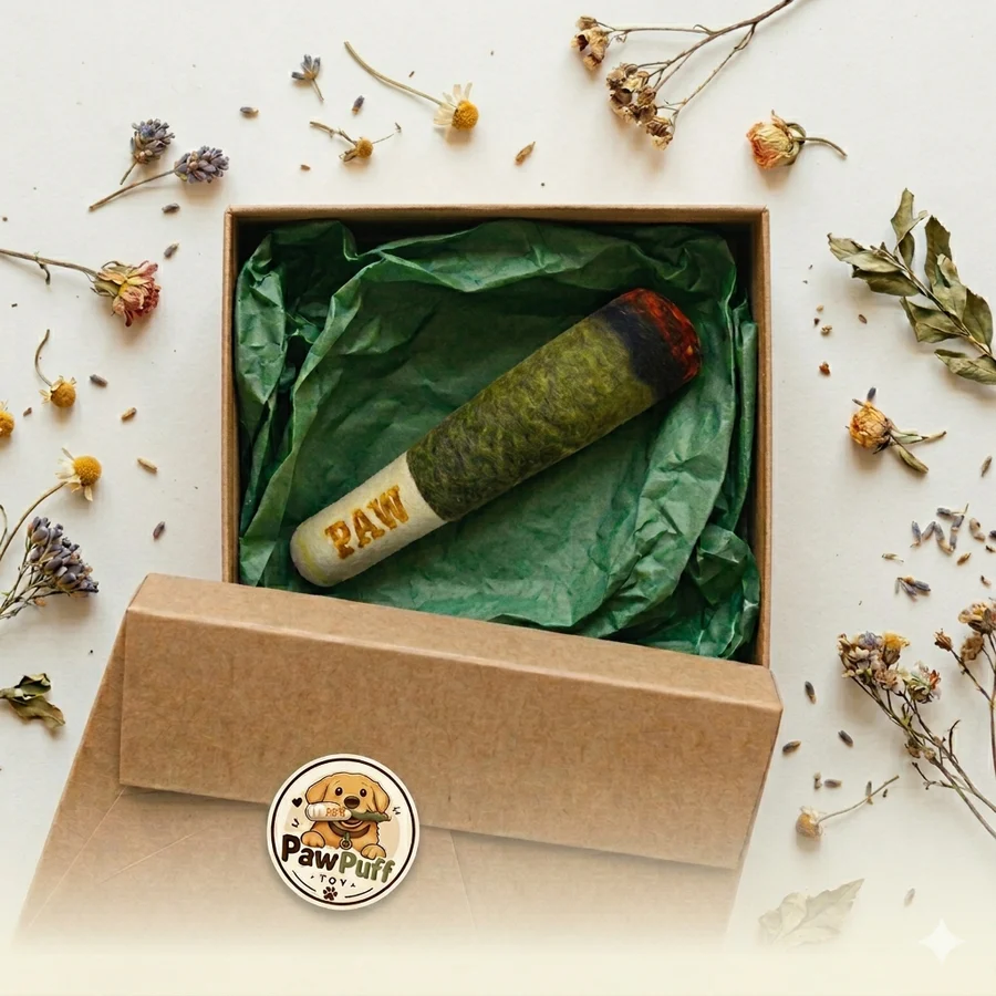 Green simulated cigar dog making sound toy
