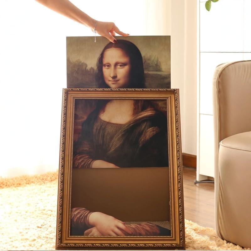 Mona Lisa Cat Scratcher Bed, Cat Living in Famous Painting, Art 4D Oil Painting Frame Nest for Artist Kitten, Easy-to-Assemble Bed Couch Cave Condo Creative Home Decoratioz