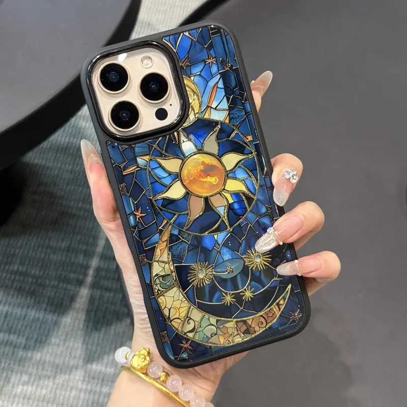 Stained Glass Inspired Floral Magnetic iPhone Case,Compatible With iPhone 16/15/14/13/12 Series
