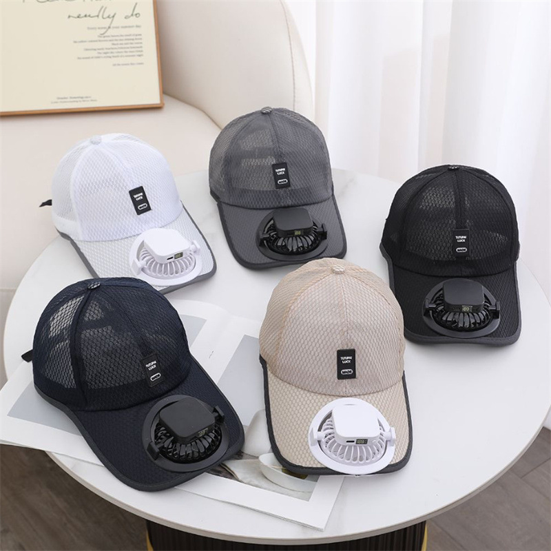 Solar Fan Hat - Hat with Solar Powered Fan, Mens Baseball Cap with Solar Fan, Breathable UV Protection Beach Hat with Cooling Fan, Solar Powered/USB Charging Fan Hat for Camping, Outdoor Sport