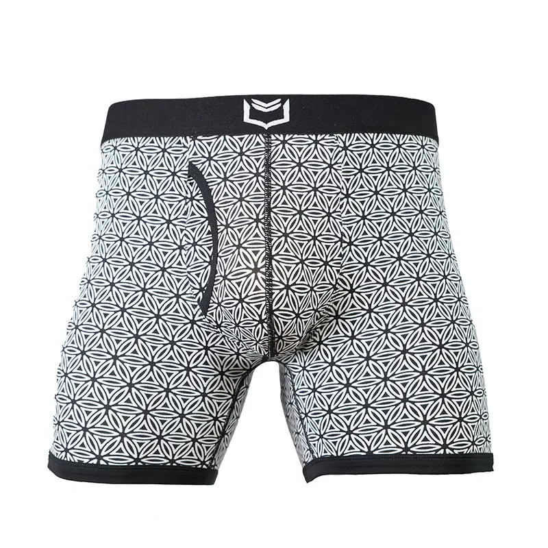 SHEATH 4.0 Men's Dual Pouch Boxer Briefs 5in - Modal Soft Breathable Underwear, Patent-Pending Flower of Life & Paisley Print Daily Comfort Natural